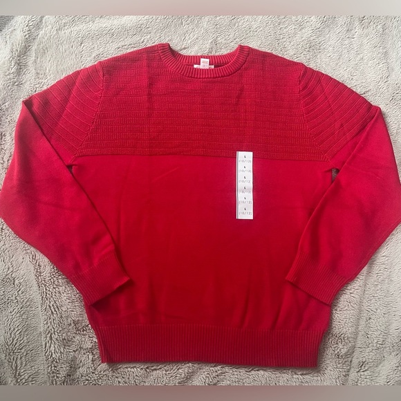 Cat & Jack Red Striped Boys Pullover Sweater Sz 10/12 NWT Crew Neck Jersey - Picture 3 of 11